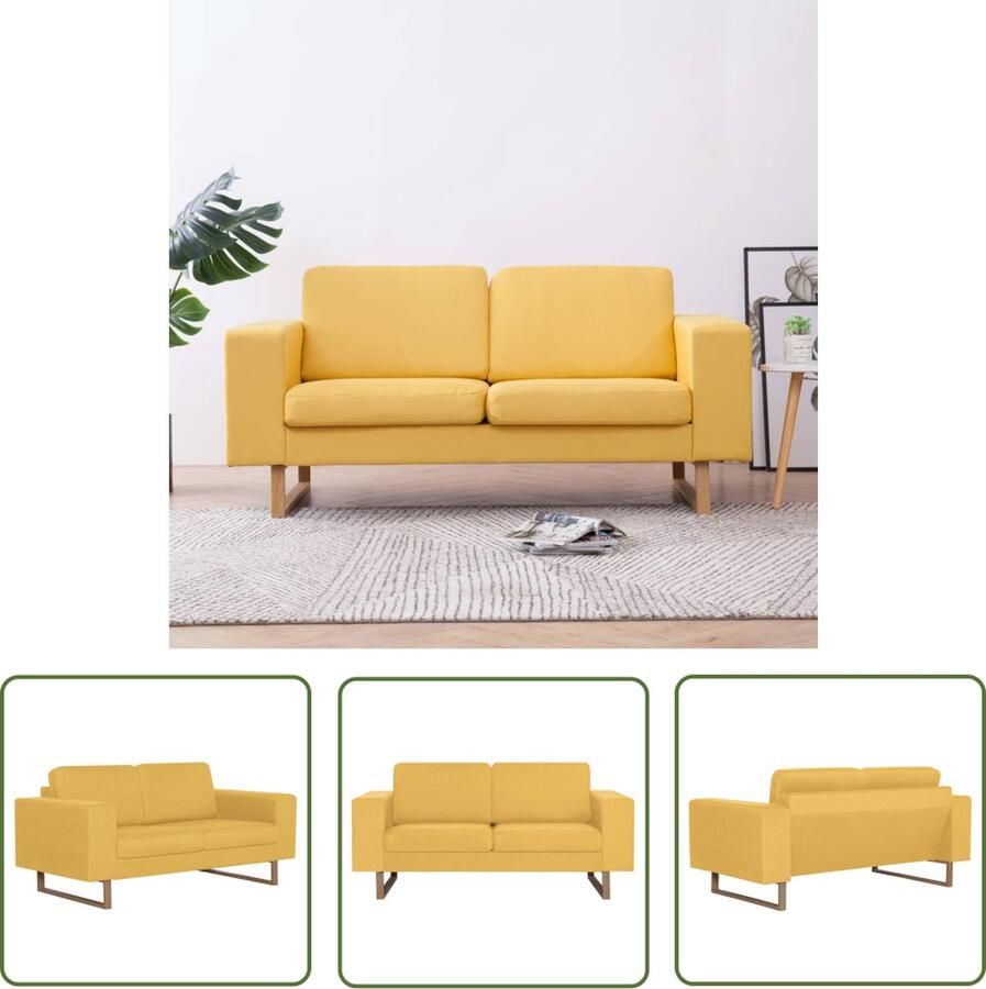 The Living Store 2-zitsbank Stoffen Bank 156x82x75 cm Geel Tweezitsbank Stoffen Bank Gelkleurige Bank Bankstellen Salon Meubilair