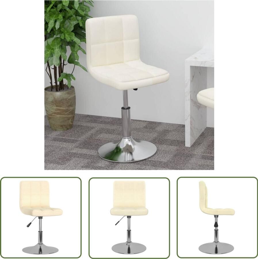 The Living Store Barkruk draaibaar stof crèmekleurig Barstoel Stoffen Barkruk Draaibare Barkruk Creme Eetkamerstoelen