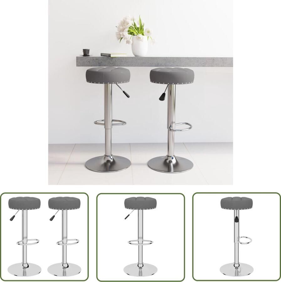 The Living Store Barkrukken Donkergrijs Stof 38.5 x 38.5 x (63 83) cm Gasveermechanisme Barstoel Stoffen Barkruk Barkrukken Grijs Hoge Barkruk Barkrukken Met Voetenbank - Foto 3