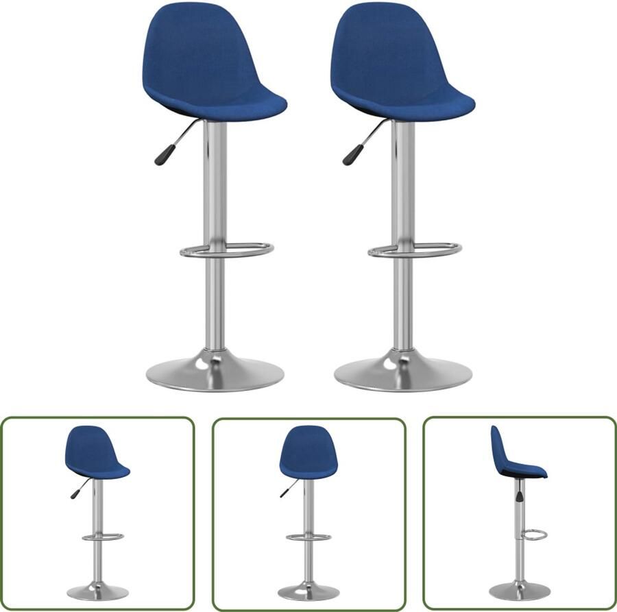 The Living Store Barkrukken 2 st stof blauw Barkrukken Stoffen Barkrukken Blauwe Barkrukken Eetkamerstoelen Barstoelen