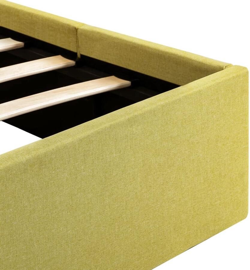 VidaXL Stoffen Bedframe Tweepersoons 180x200 cm Hydraulisch Gasveermechanisme Opbergvak Limoengeel Bed