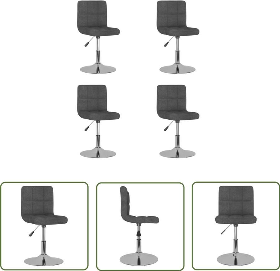 The Living Store Eetkamerstoelen 4 st draaibaar stof donkergrijs Eetkamerstoelen Stoffen Eetkamerstoelen Donkere Eetkamerstoelen Draaibare Eetkamerstoelen Verstelbare Eetkamerstoelen