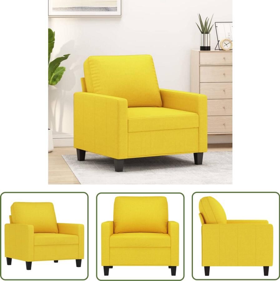 VidaXL Fauteuil 60 cm stof lichtgeel Fauteuil Stoffen Fauteuil Gele Fauteuil Lounge Fauteuil Leesfauteuil