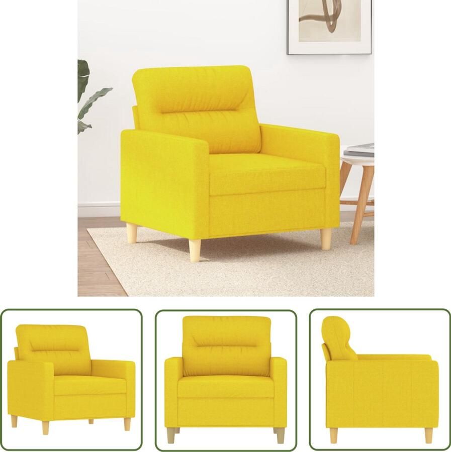 The Living Store Fauteuil 60 cm stof lichtgeel Fauteuil Stoffen Fauteuil Lounge Fauteuil Comfortabele Fauteuil Moderne Fauteuil