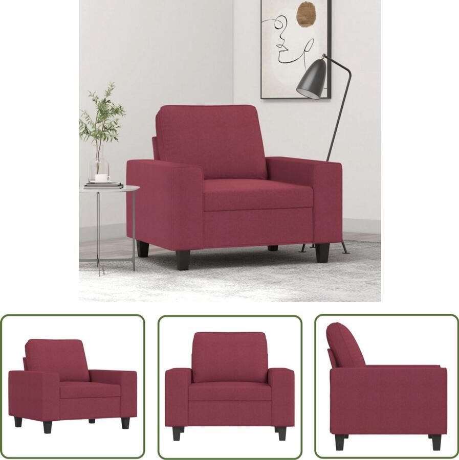 VidaXL Fauteuil 60 cm stof wijnrood Fauteuil Stoffen Fauteuil Lounge Fauteuil Vintage Fauteuil Rode Fauteuil