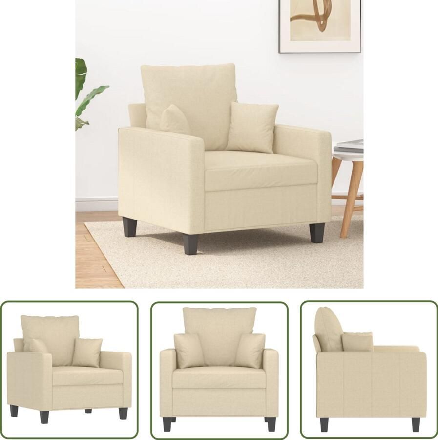 VidaXL Fauteuil 60 cm stof crèmekleurig Elegante Fauteuil Stoffen Fauteuil Creme Fauteuil Lounge Fauteuil Relaxfauteuil