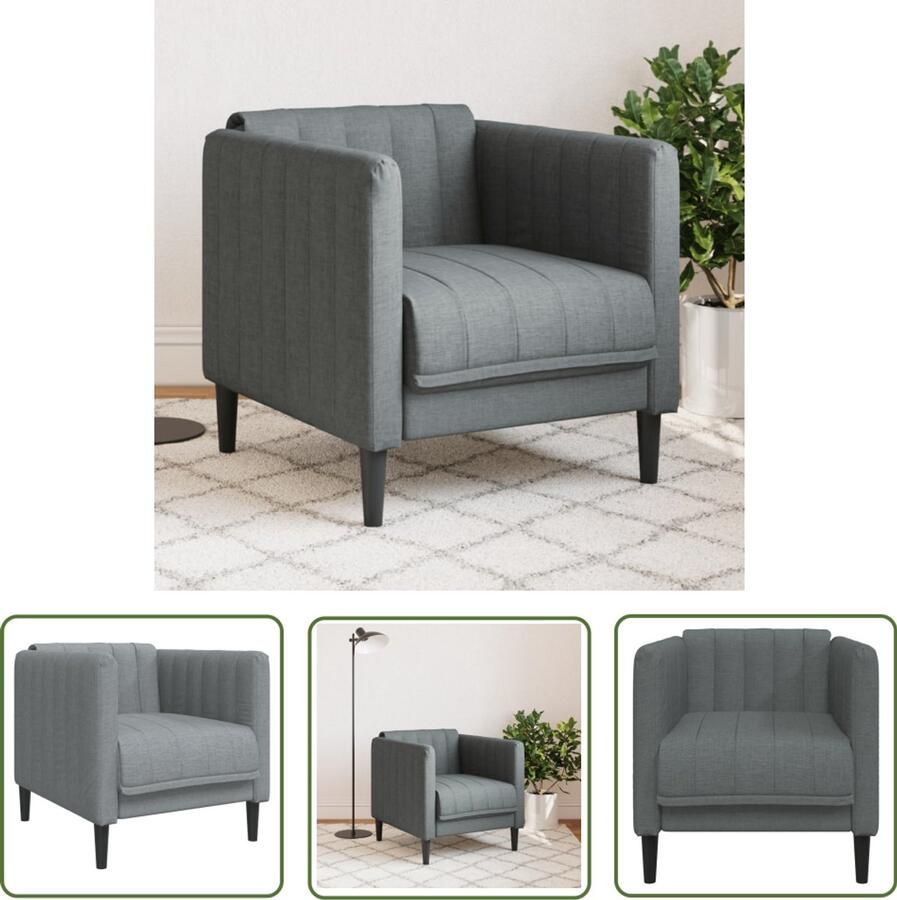 VidaXL Fauteuil stof donkergrijs Fauteuil Stoffen Fauteuil Donkere Grijze Fauteuil Lounge Fauteuil Design Fauteuil - Foto 2