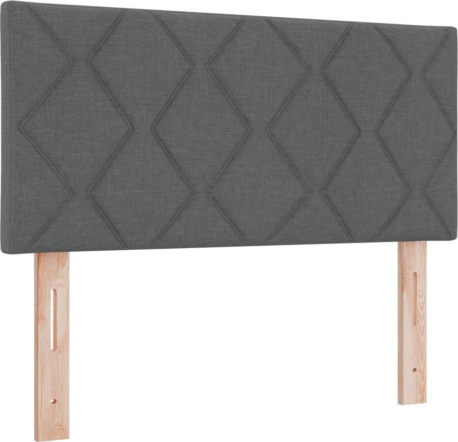 VidaXL Boxspringbed met matras Donkergrijs 100x200 cm Stof Hoofdbord Knopgeplooid Donkergrijs 100 cm Stof - Foto 2