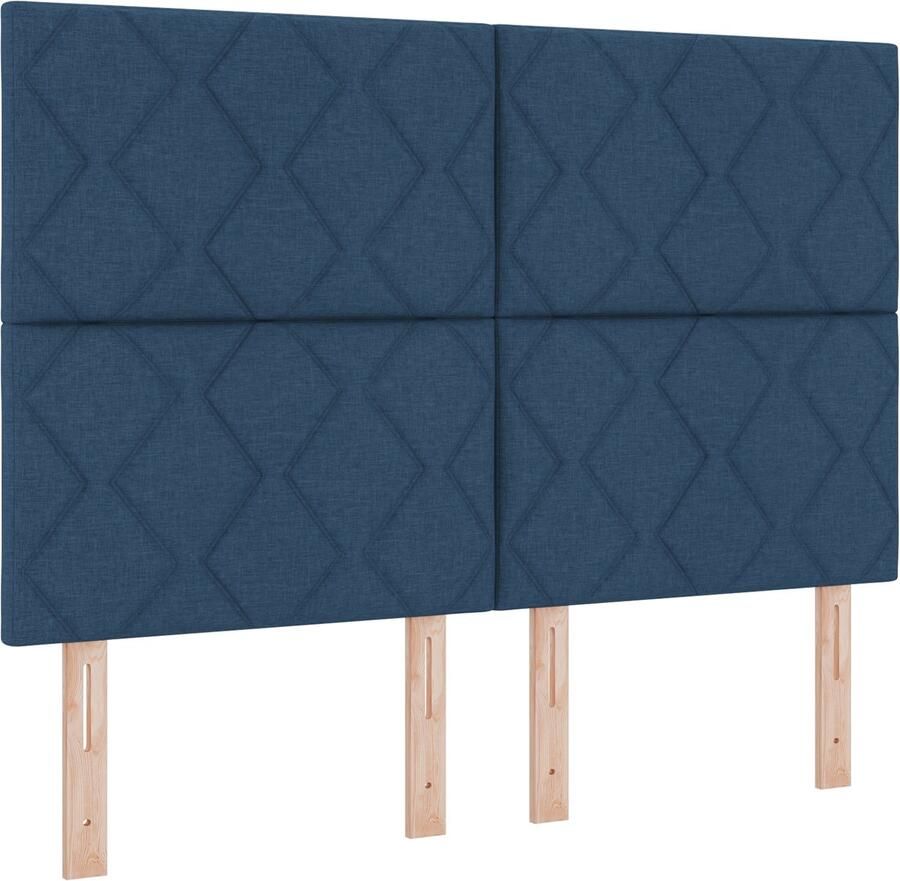 VidaXL Boxspring bed met matras met hoofdeinde Blauw 140 x 190 cm Stof