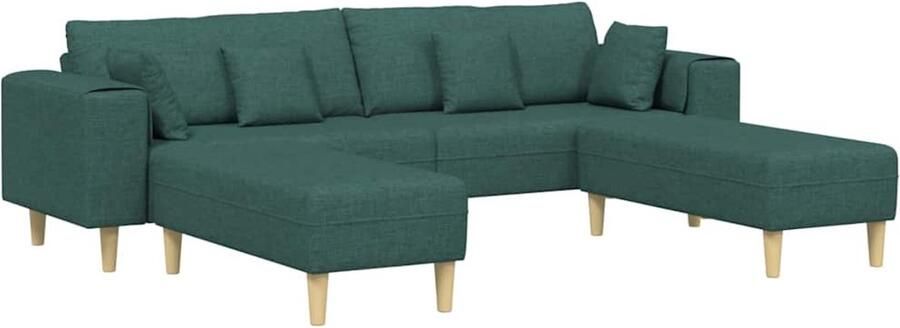 VidaXL Stoffen Sofa met kussen 3 pcs Donkergroen 208 cm Stof