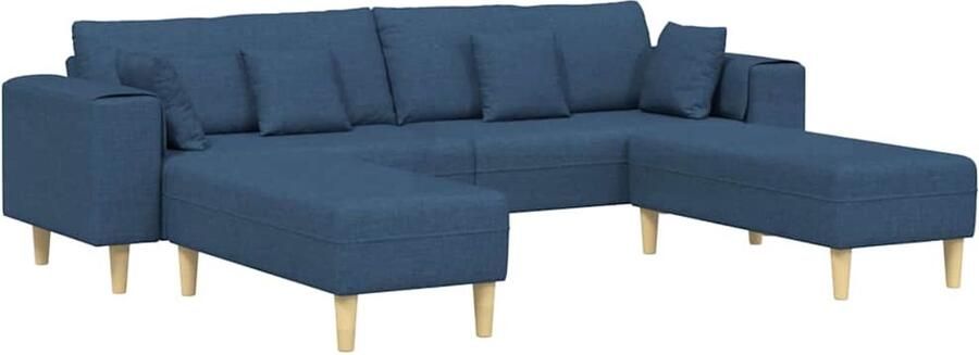 VidaXL Stoffen Sofa met kussen 3 pcs Blauw 208 cm Stof
