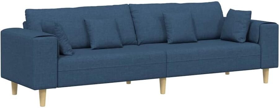 VidaXL Stoffen Sofa met kussen Blauw 208 cm Stof