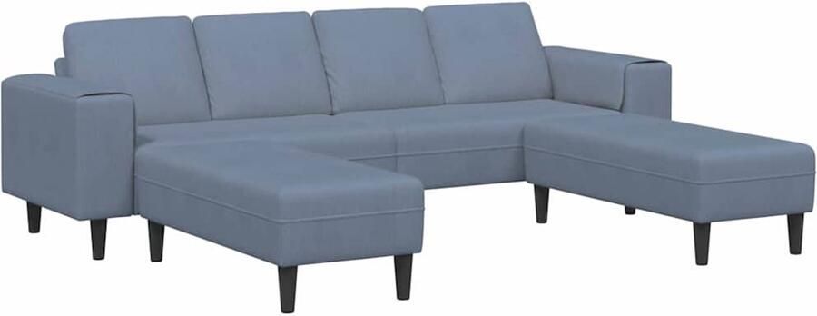 VidaXL Stoffen Sofa met kussen Blauw Katoenen stof