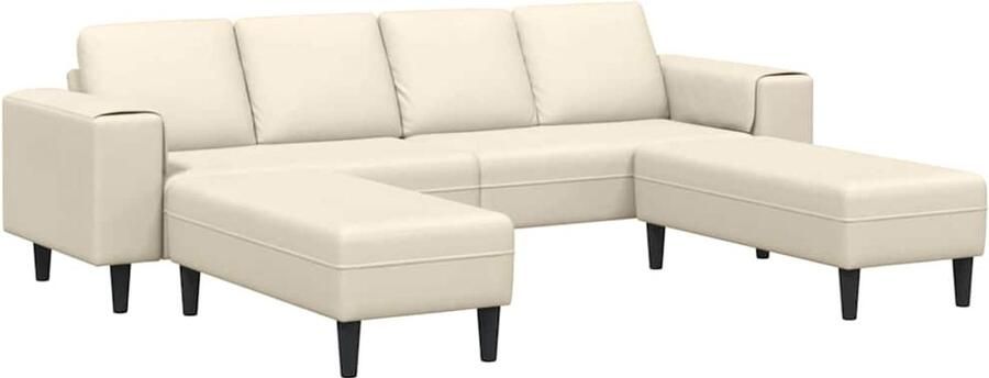 VidaXL Stoffen Sofa met kussen Crème 208 cm Katoenen stof