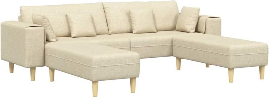 VidaXL Stoffen Sofa met kussen 3 pcs Crème 208 cm Stof