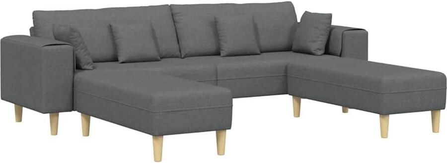 VidaXL Stoffen Sofa met kussen 3 pcs Donkergrijs 208 cm Stof