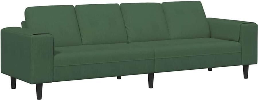 VidaXL Stoffen Sofa met kussen Donkergroen 208 cm Katoenen stof