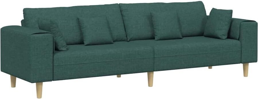VidaXL Stoffen Sofa met kussen Donkergroen 208 cm Stof