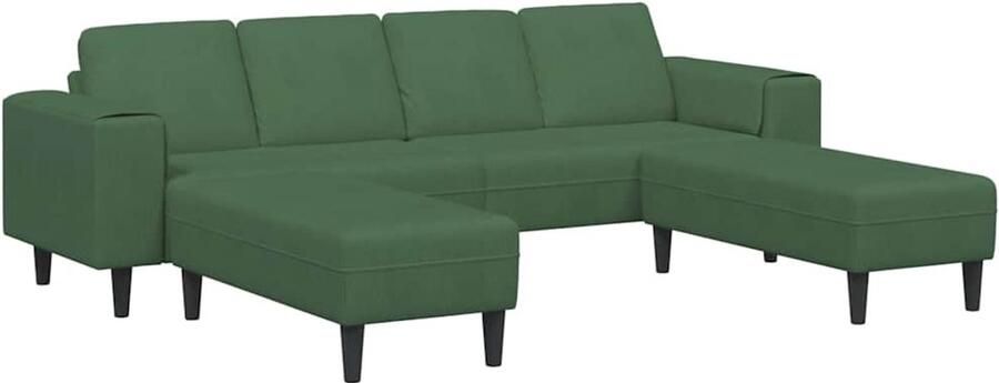 VidaXL Stoffen Sofa met kussen Donkergroen Katoenen stof