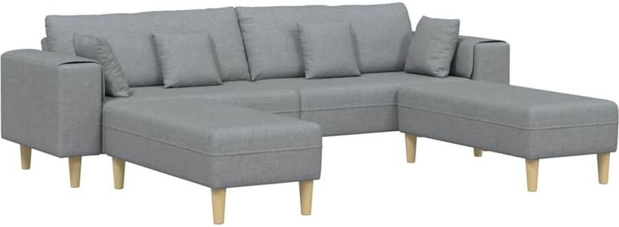 VidaXL Stoffen Sofa met kussen 3 pcs Lichtgrijs 208 cm Stof