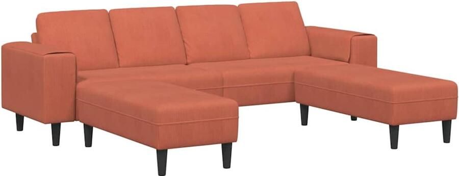 VidaXL Stoffen Sofa met kussen Rood Oranje 208 cm Katoenen stof