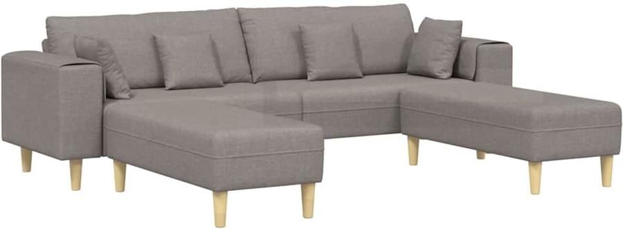 VidaXL Stoffen Sofa met kussen 3 pcs Taupe 208 cm Stof