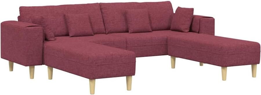 VidaXL Stoffen Sofa met kussen 3 pcs Wijnrood 208 cm Stof