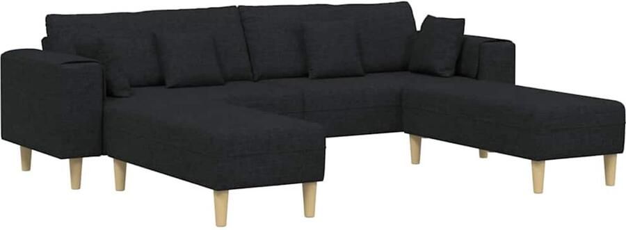 VidaXL Stoffen Sofa met kussen 3 pcs Zwart 208 cm Stof