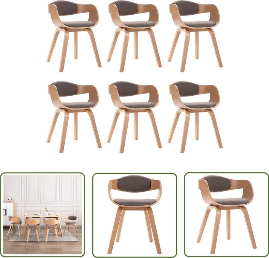 The Living Store Eetstoelen Eetkamerstoel 49 x 51.5 x 71.5 cm Taupe stof Eetkamerstoelen Stoffen Stoelen Lounge Stoelen Taupe Meubilair Comfortabele Stoelen