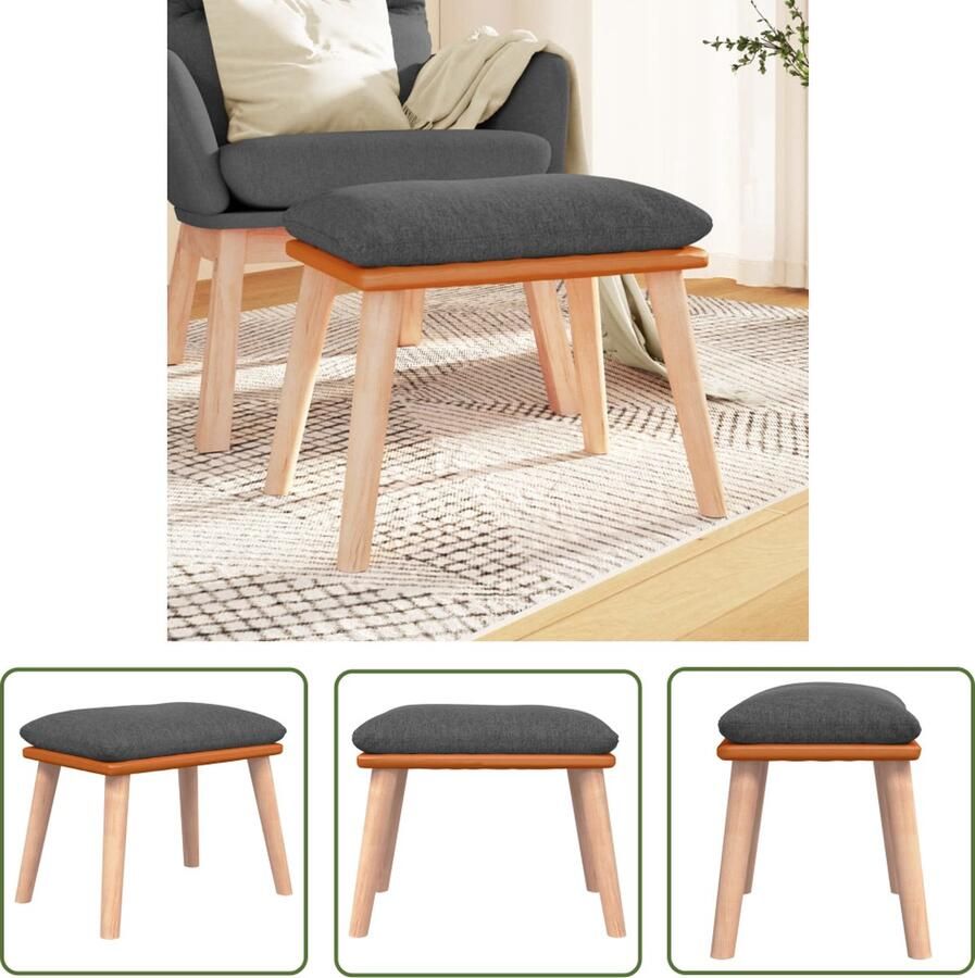 The Living Store Voetenbank 45x29 5x35 cm stof en kunstleer donkergrijs Voetenbank Stoffen Voetenbank Donkere Voetenbank Grijs Relaxstoel