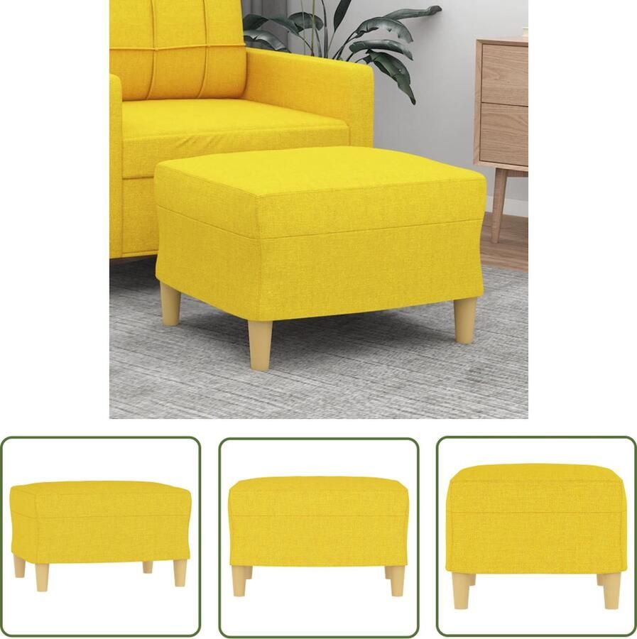 VidaXL Voetenbank 60x50x41 cm Geel Polyester Voetenbank Stoffen Voetenbank Moderne Voetenbank Gele Voetenbank Kleine Voetenbank Bijzettafel Extra Zithoek Lounge Meubels - Foto 4