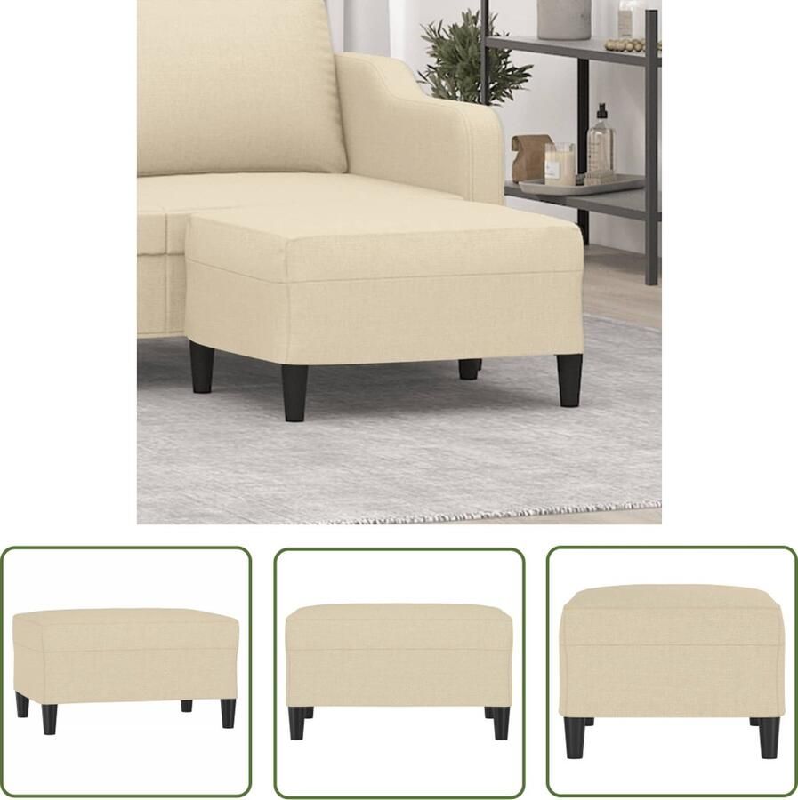 VidaXL Voetenbank 70x55x41 cm stof crèmekleurig Voetenbank Stoffen Voetenbank Creme Lounge Meubilair Relaxstoel Accessoires