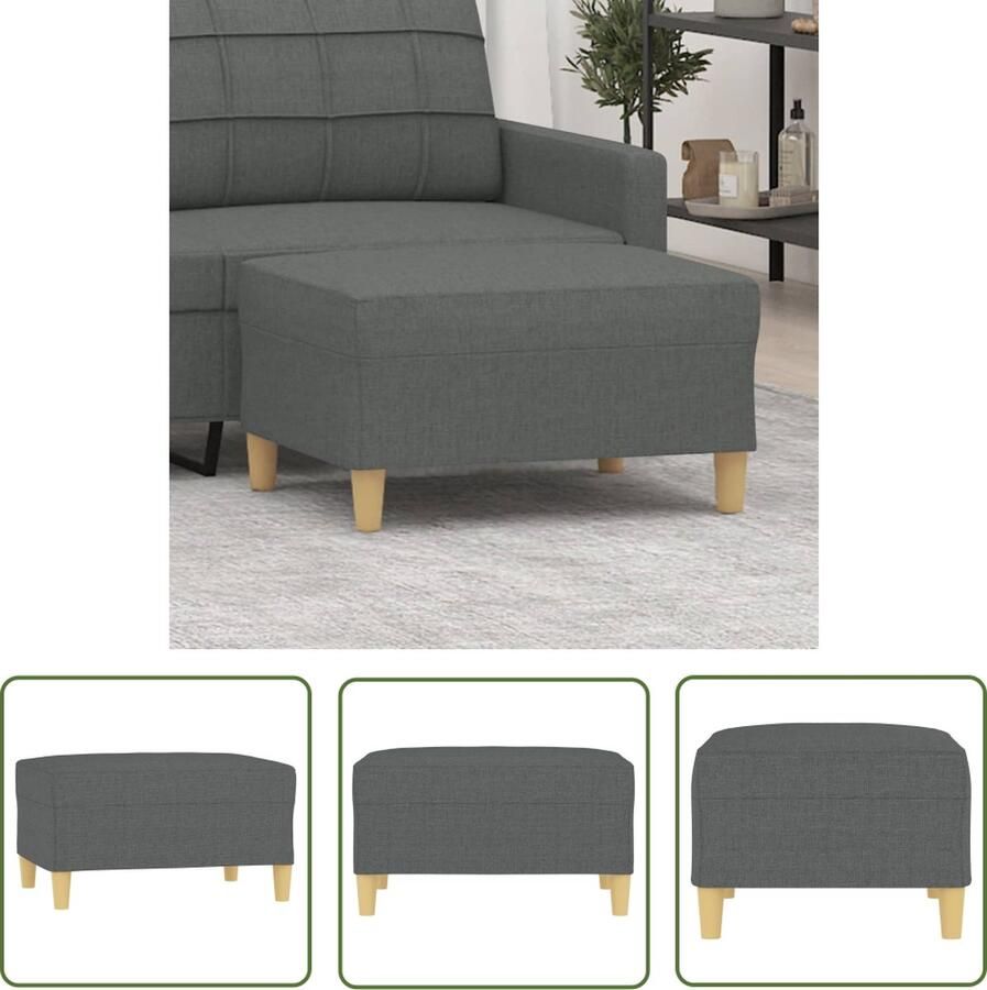 The Living Store Voetenbank 70x55x41 cm stof donkergrijs Voetenbank Stoffen Voetenbank Donkere Voetenbank Lounge Meubilair Relaxstoel Accessoires