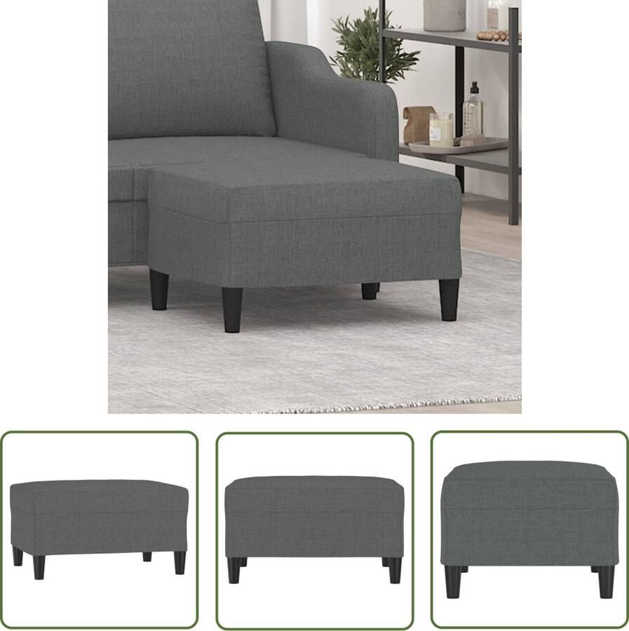 The Living Store Voetenbank 70x55x41 cm stof donkergrijs Voetenbank Stoffen Voetenbank Donkere Voetenbank Lounge Meubilair Relaxstoel