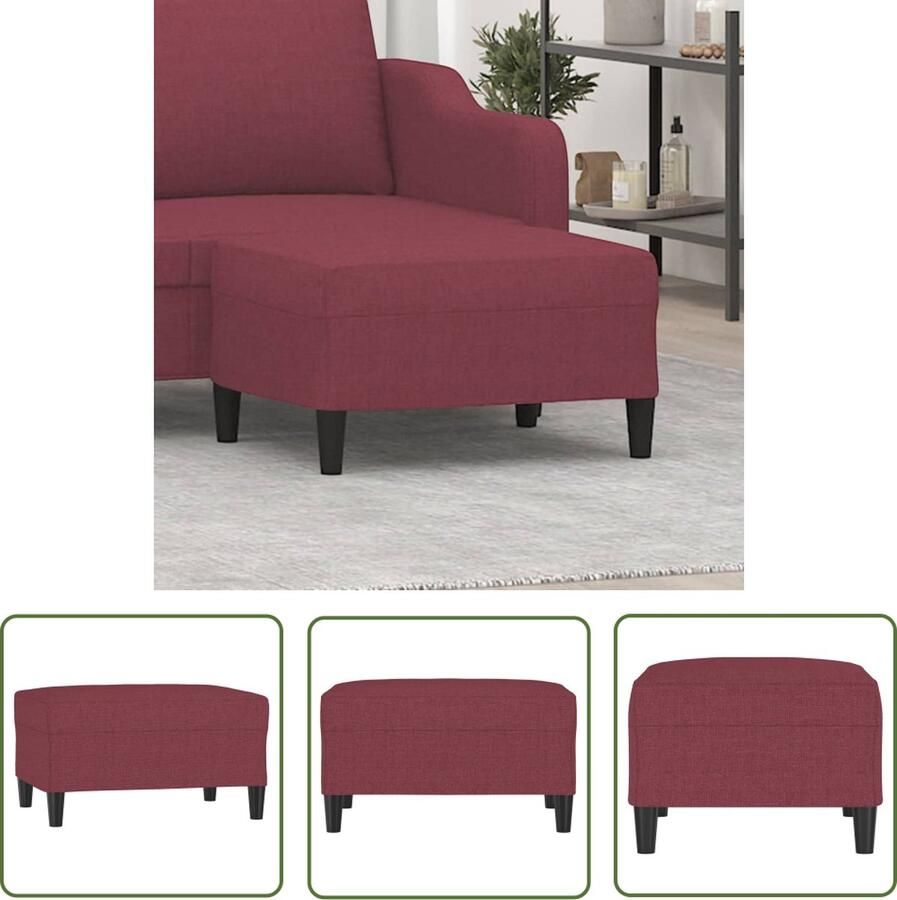 The Living Store Voetenbank Wijnrood 70 x 55 x 41 cm Duurzaam materiaal Voetenbank Stoffen Voetenbank Rood Lounge Meubilair Relaxstoel