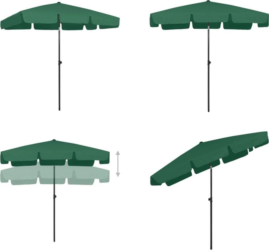 VidaXL Strandparasol 200x125 cm groen Strandparasol Strandparasols Parasol Tuinparasol