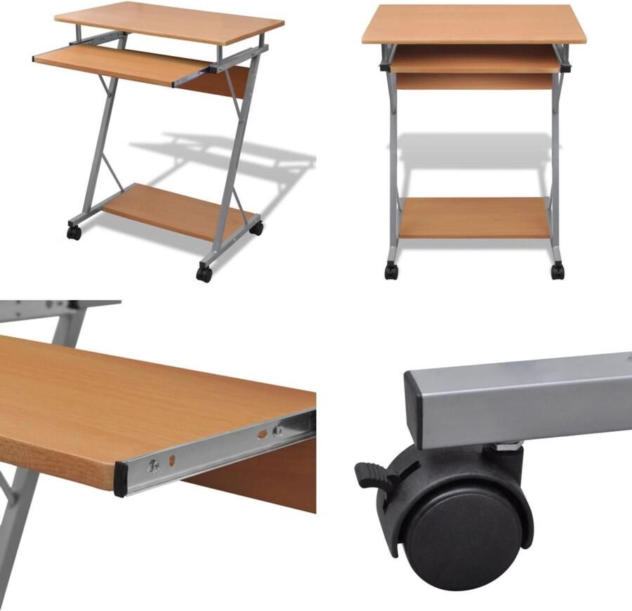 VidaXL Studenten computerbureau 60 x 40 x 74 cm (bruin) Bureau Computerbureau Computer Bureau PC Bureau