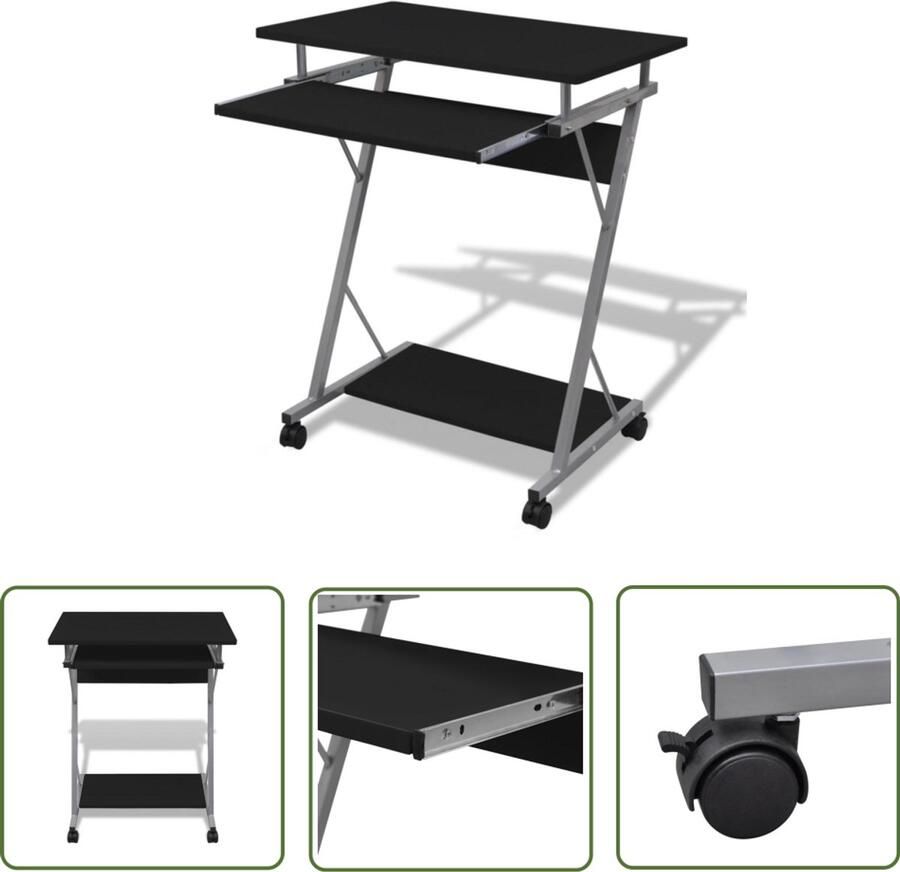 VidaXL Studentenbureau Compact en Modern (Zwart) Compact Bureau Studentenburea Computerbureau Zwart Bureaus Online Kopen Pc Bureau Schrijfbureau