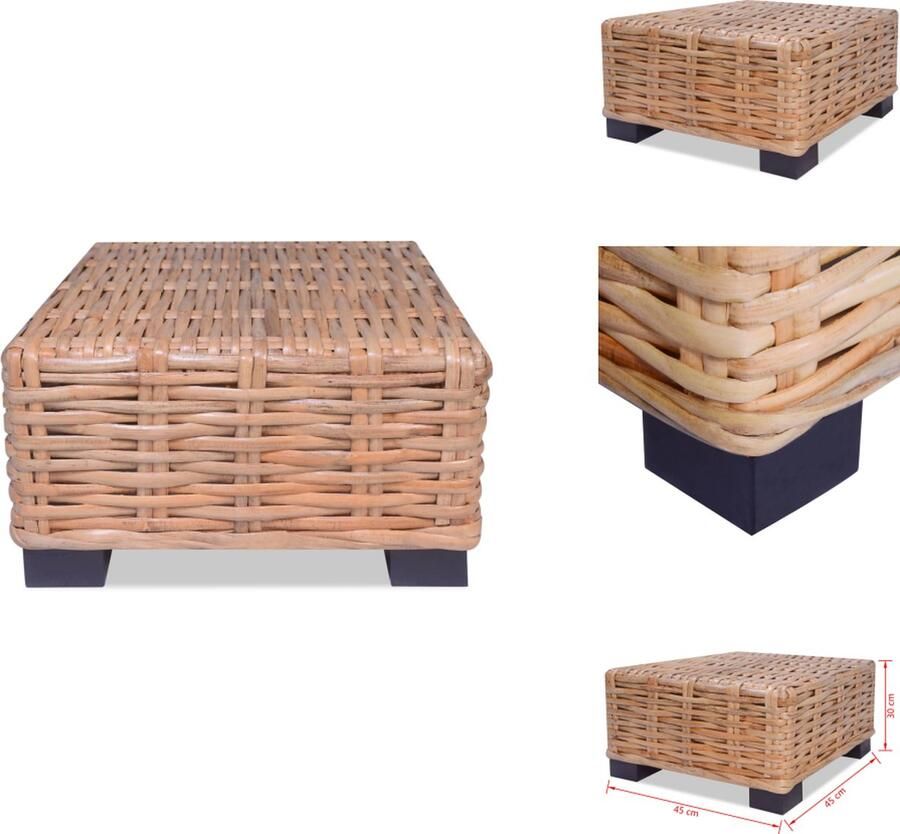 VidaXL Tafel Tafels Salontafel Salontafels Salontafel natuurlijk rattan 45x45x30 cm