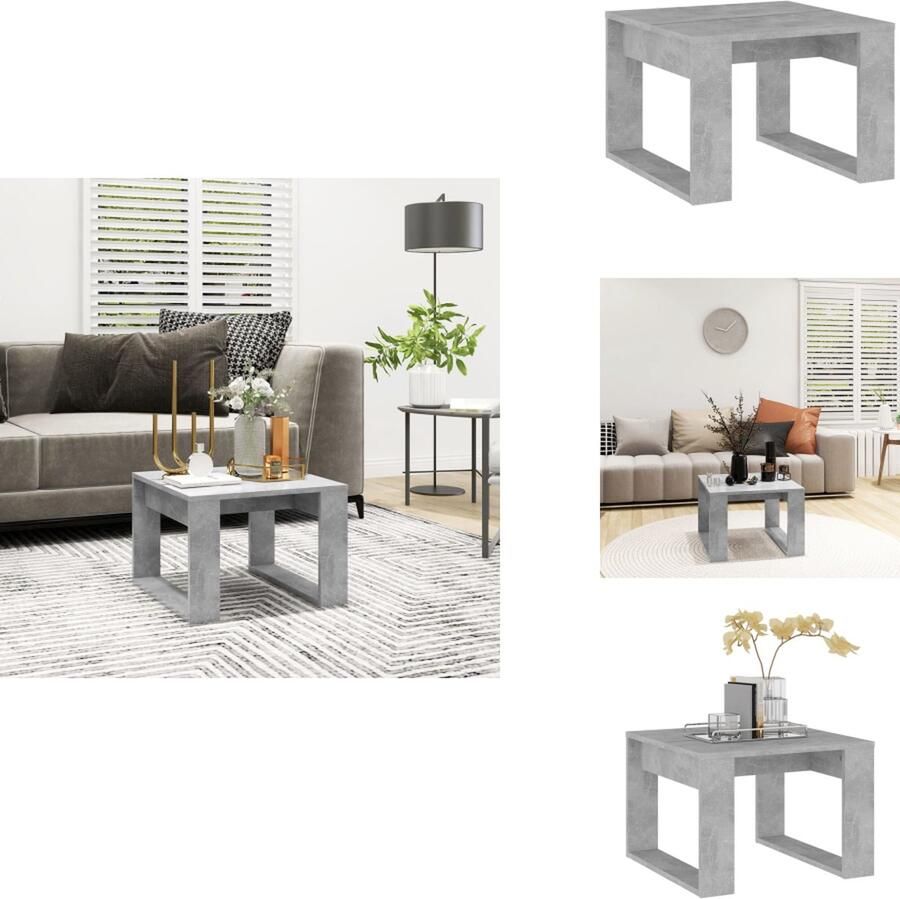 VidaXL Tafel Tafels Tafeltje Tafeltjes Bijzettafel 50x50x35 cm bewerkt hout betongrijs