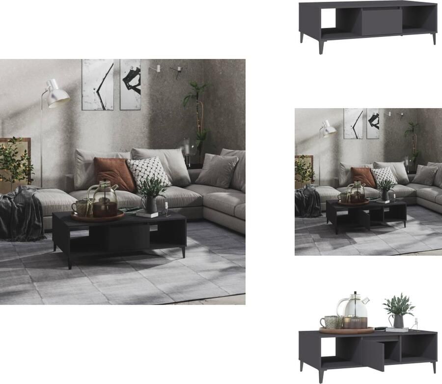 VidaXL Tafel Tafels Tafeltje Tafeltjes Salontafel 103 5x60x35 cm bewerkt hout grijs - Foto 2