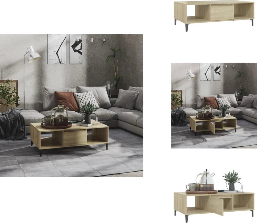 VidaXL Tafel Tafels Tafeltje Tafeltjes Salontafel 103 5x60x35 cm bewerkt hout sonoma eikenkleurig