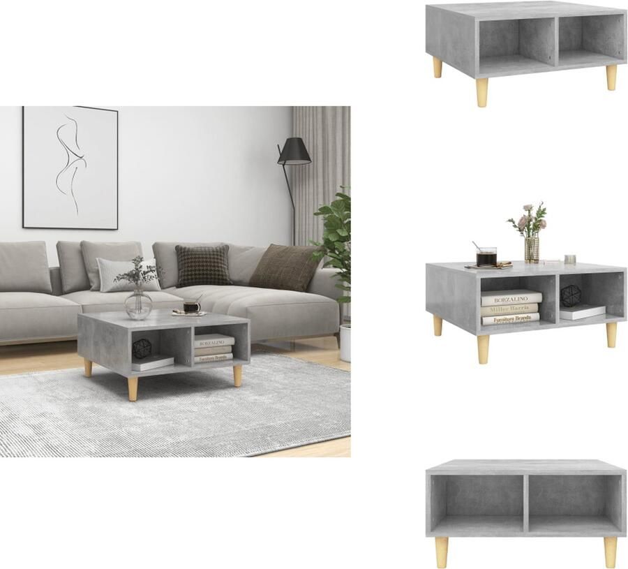VidaXL Tafel Tafels Tafeltje Tafeltjes Salontafel 60x60x30 cm bewerkt hout betongrijs