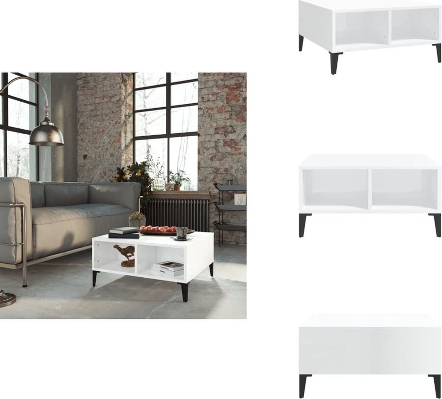 VidaXL Tafel Tafels Tafeltje Tafeltjes Salontafel 60x60x30 cm bewerkt hout hoogglans wit