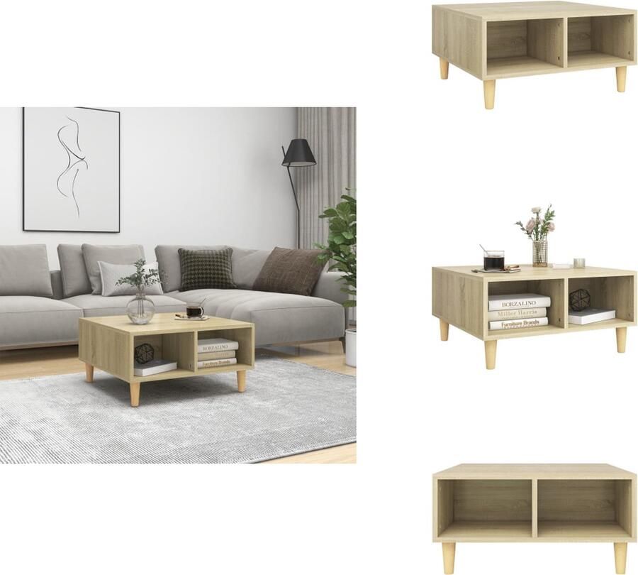 VidaXL Tafel Tafels Tafeltje Tafeltjes Salontafel 60x60x30 cm bewerkt hout sonoma eikenkleurig