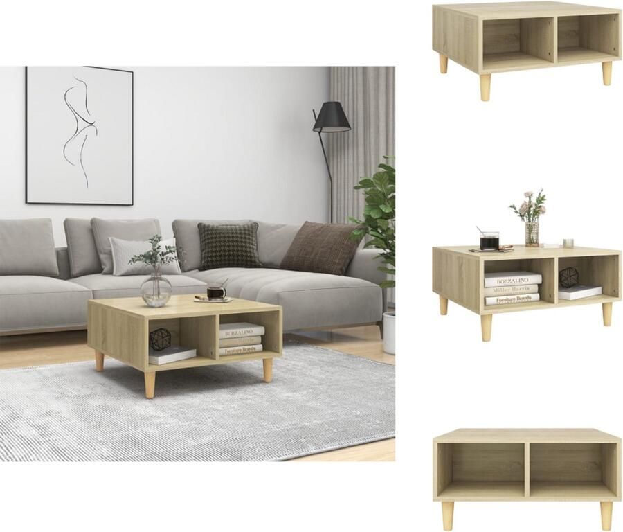 VidaXL Tafel Tafels Tafeltje Tafeltjes Salontafel 60x60x30 cm bewerkt hout sonoma eikenkleurig - Foto 2