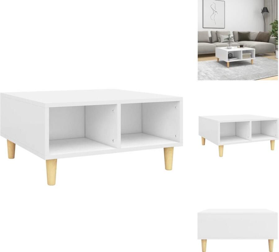 VidaXL Tafel Tafels Tafeltje Tafeltjes Salontafel 60x60x30 cm bewerkt hout wit