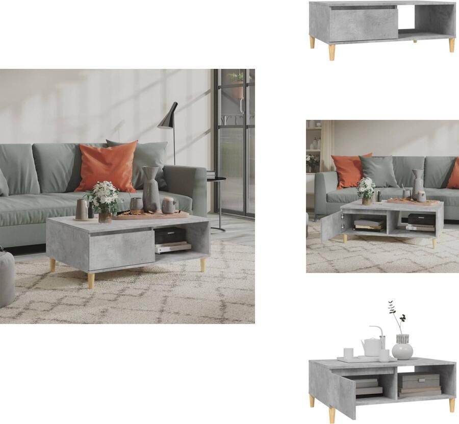 VidaXL Tafel Tafels Tafeltje Tafeltjes Salontafel 90x60x35 cm bewerkt hout betongrijs