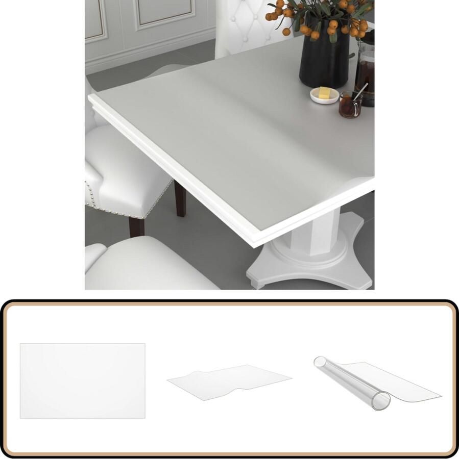 VidaXL Tafelbeschermer 160x90 cm 2 mm Mat PVC Tafelbeschermer Pvc Tafelmat Tafelhoes Vloertegels Anti Kras Folie Keukenblad Bescherming Stoom Bestendige Folie Transparante Tafelmat Rechte Tafelmat
