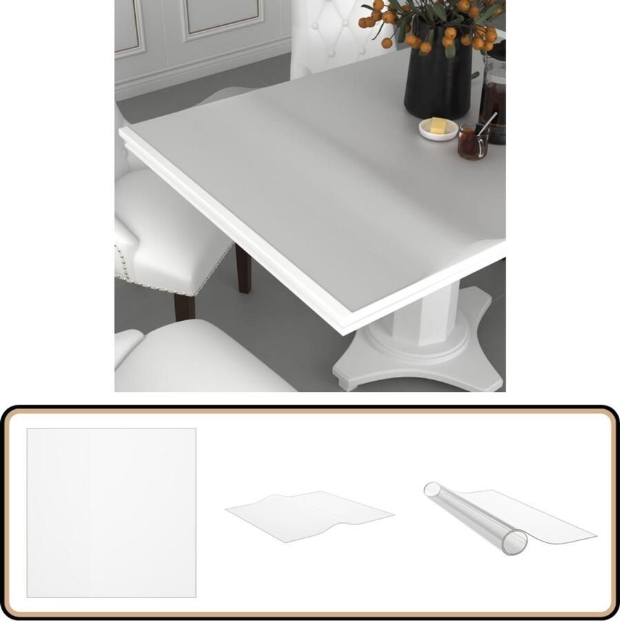 VidaXL Tafelbeschermer 90x90 cm Mat PVC 2 mm Tafelbeschermer Pvc Tafelmat Tafelhoes Tafeldekking Vloertegels